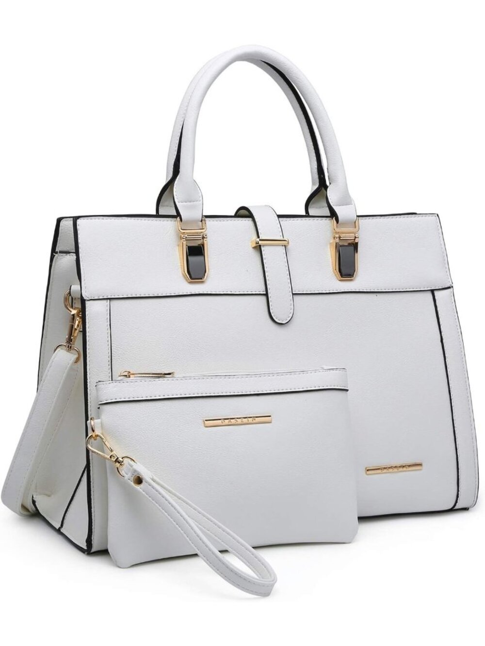 Stylish Women's Belted Satchel Tote Bag with Matching Wristlet for Work & Daily